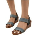 thumbnail image 4 of AXXD Womens Sandals Comfortable Summer Black Wedge New Thick Sole Round Toe Slope Heel Sandals For Middle Heel Embossed Mothers Day, 4 of 7