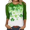 thumbnail image 2 of BEFOKA Women'S Shirts 3/4 Long Sleeve St Patricks Day Crewneck Sweatshirt Irish Shamrock Printed Pullover Sweatshirt Tops For Women Trendy Blouses Green Graphic Tshirts Holiday Outfits Tee Tops, 2 of 7
