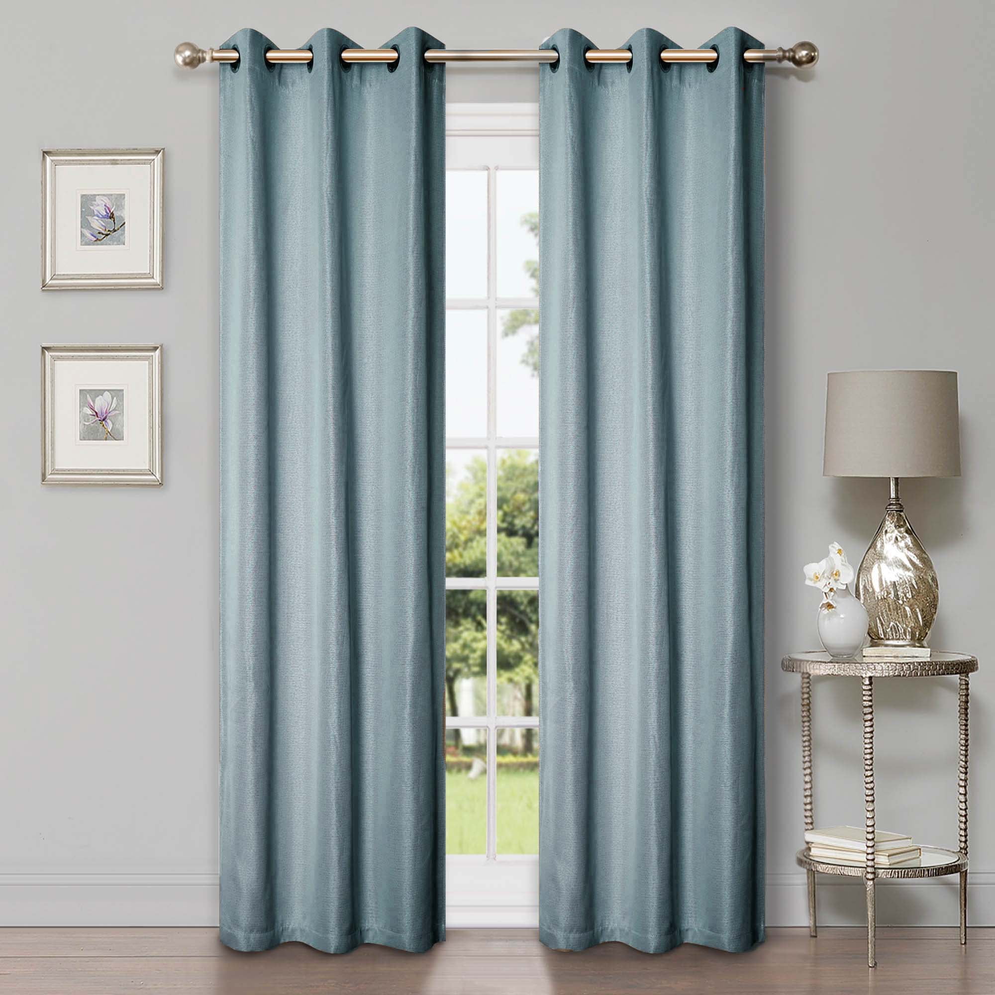 Superior Linen Blackout Curtains Set of 2, Grommet Header Curtain Panel Pair, Teal, 42"W x 96"L