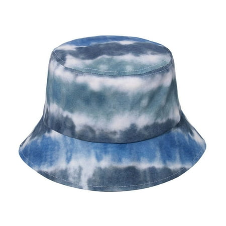 

Dadaria Straw Hats for Women Men Women Casual Sun-shading Basin Double-sided Hat Tie-dye Fisherman Hat Blue Free Women Men