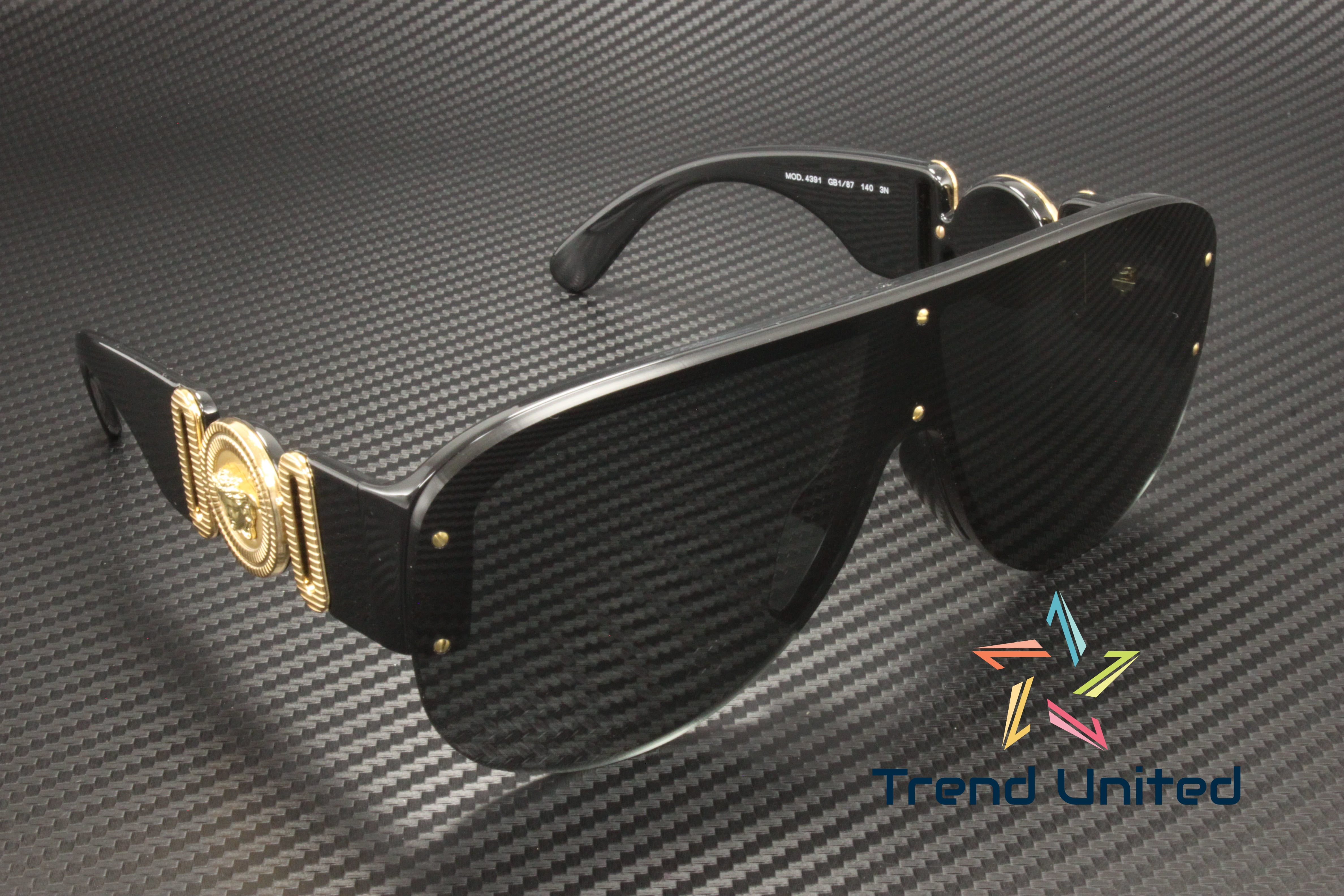 Versace VE 4391 Plastic Unisex Shield Sunglasses Black 48mm Adult