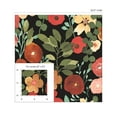 thumbnail image 3 of NextWall Jet Black & Ruby Garden Dance Peel and Stick Wallpaper, 3 of 7