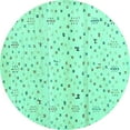thumbnail image 1 of Ahgly Company Machine Washable Indoor Round Solid Turquoise Blue Modern Area Rugs, 4' Round, 1 of 4