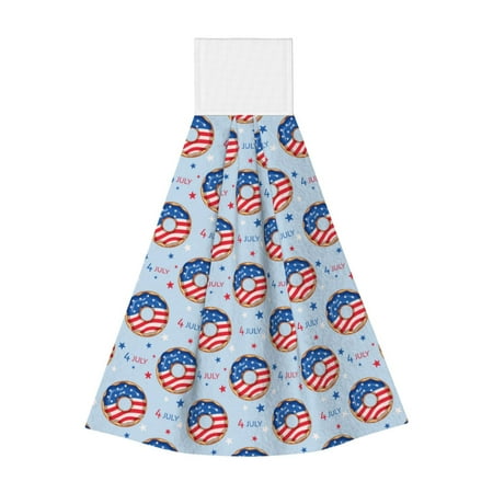 

Lukts Donut with the USA Fag for Coral Fleece Velcro Towel Suitable for Bathroom Kitchen Hanging Absorbent Towel Household Items