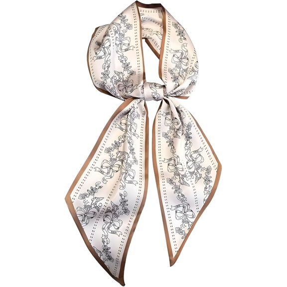 TUWAFE Head Scarf Hair Neck Scarves for Women Purse Bag Scarfs for Handbags Silky Long Thin Satin Headscarf Fashion