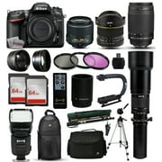 Nikon D7200 DSLR Digital Camera + 18-55mm VR II + 6.5mm Fisheye + 70-300mm G + 650-2600mm Lens + Filters + 128GB Memory + Action Stabilizer + i-TTL Autofocus Flash + Backpack + Case + 70" Tripod