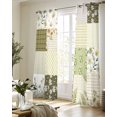 thumbnail image 5 of Spring Floral Sheer Curtains 63 Inch Length 2 Panels Set for Living Room/Bedroom, Yellow Flowers Botanical Patchwork Grid Bohemia Kitchen Curtains Grommet Curtains Window Treatments 42"x63"x2, 5 of 7