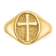Gold Time 14K Solid Yellow Gold Eternal Life Cross Ring - Size 7