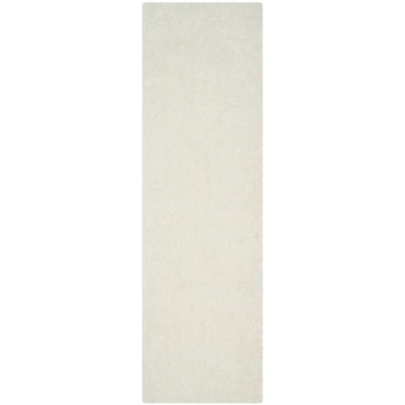 SAFAVIEH Luxe Paxton Solid Plush Polyester Shag Runner Rug, Ivory, 2'3" x 6'