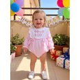 thumbnail image 3 of Cenuakty Girls Half Birthday Romper Embroidery Long Sleeve Striped Jumpsuit, 3 of 9