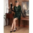 thumbnail image 4 of PrettyGuide Women's Flapper Dresses Tiered Long Fringed Sequin 1920s Great Gatsby Cocktail Dress with Sleeves, 4 of 8