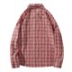 thumbnail image 3 of Playeras Y Camisas Para Hombre Camisa tejida informal con cuello levantado para primavera y otoño para hombre, camisa cómoda de manga larga de algodón a juego, Color sólido (Watermelon Red, XL), 3 of 5