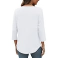 thumbnail image 3 of Ronuti 3/4 Length Sleeve Womens Tops Crew Neck Pleated Blouses For Women Dressy Casual Tunic Shirts, 3 of 7