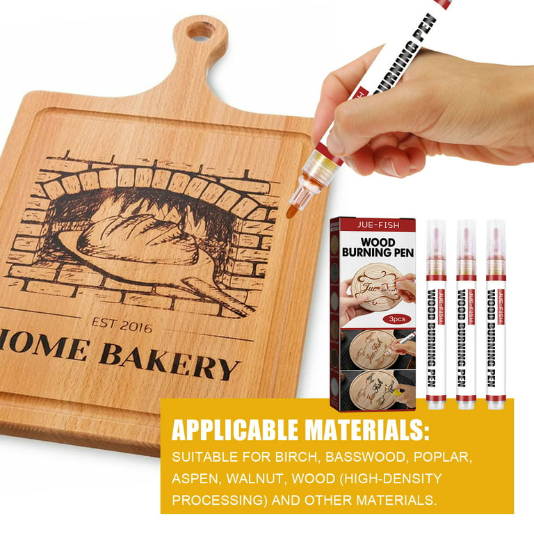 Wirlsweal 3Pcs/Set Wood Burning Marker Heat Activated Exquisite Workmanship  Fine Tip No Ink-Leakage Good Ink Uniformity Wood Painting Safe to Use