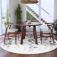 thumbnail image 4 of Round Area Rug 6ft,Grey Eucalyptus Leaves Washable Carpet Non-Slip Runner Accent Rugs Indoor Floor Mat for Bedroom Living Room Decor,Retro Leaf on White, 4 of 9