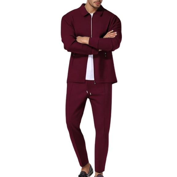 RUTAYY Men's Outfits Casual Everyday Wear Long Sleeve Solid Color Spring Turndown Collar Cardigan and Pants Classic Versatile Sets