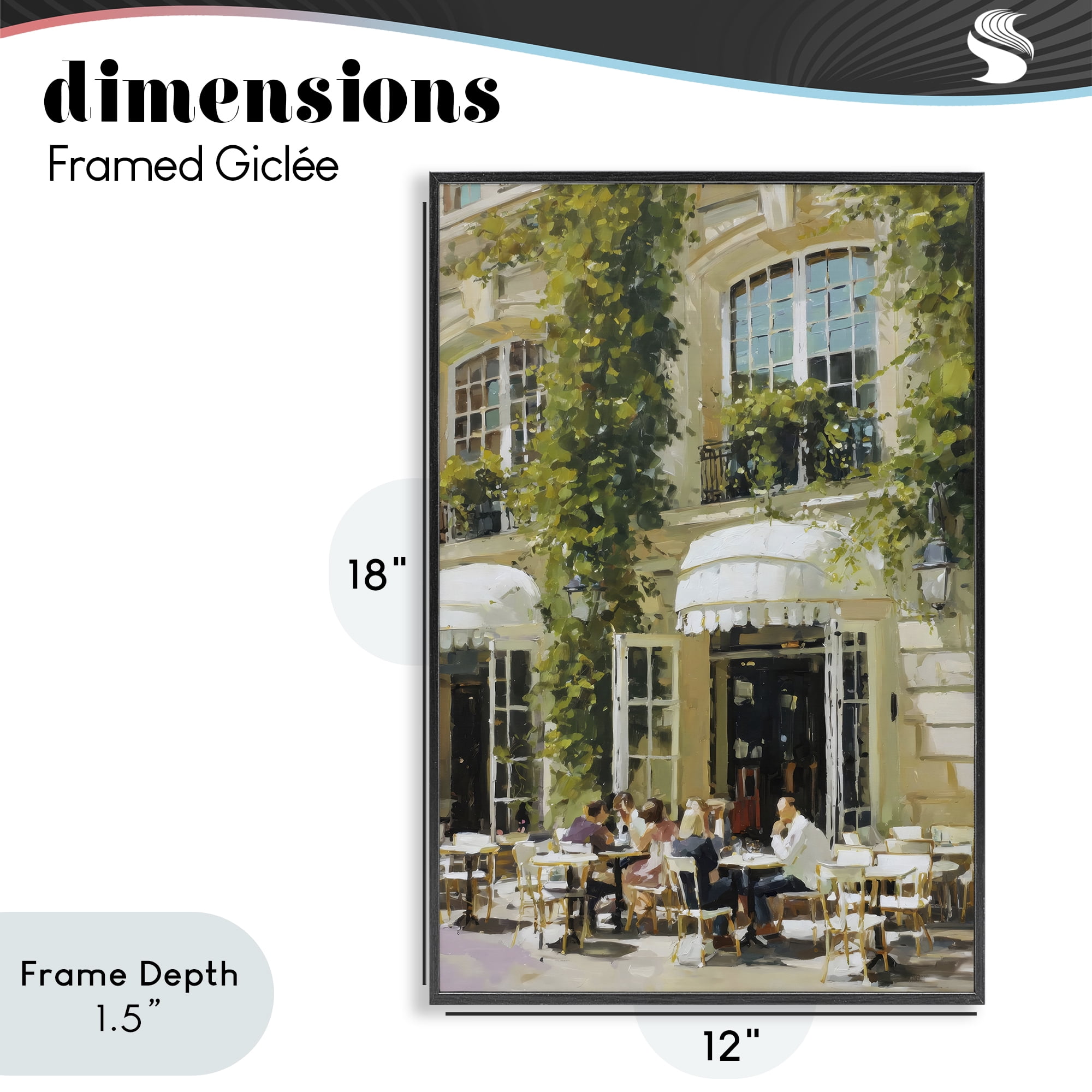 Stupell Industries Cafe Terrace with Ivy Black Framed Giclee Art, design by Petal Prints Design