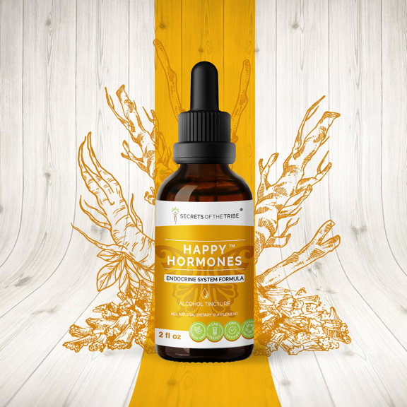 Happy Hormones Alcohol Extract, Tincture, Ashwagandha, Astragalus, Licorice, Stinging Nettle, Rhodiola, Eleuthero Siberian Ginseng. Endocrine System Formula 2 oz