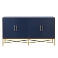 thumbnail image 3 of 62.2" Four-Door Sideboard, Distinctive Sideboard Cabinet with Metal and Cross-Leg Design, Modern Buffet Cabinet Suitable for Living Rooms, Entrance & Study, Navy Blue, 3 of 9