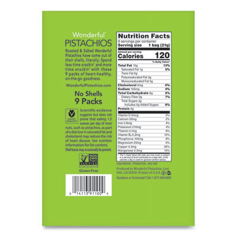 Paramount Farms PAR91345 1.25 oz Wonderful Pistachios Roasted & Salted - Box of 12