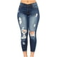 thumbnail image 1 of Moda Mujer Bolsillos Botón Cintura media Flaco Ripped Jeans Pantalones Agujero Pantalones de mezclilla Fridja hfkajh100394, 1 of 7
