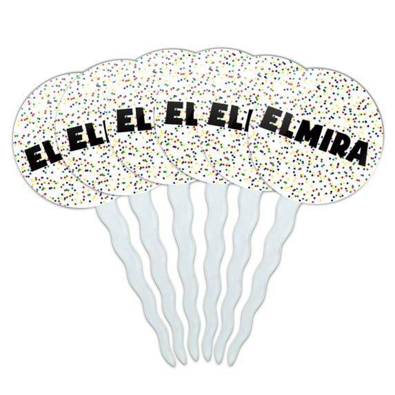 Elmira Cupcake Picks Toppers - Set of 6 - Mutlicolored Speckles