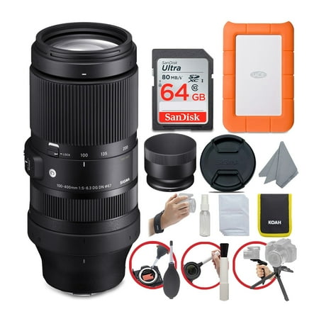 Sigma 100-400mm f/5-6.3 DG DN OS Lens for Sony E-Mount and 1TB HDD Bundle