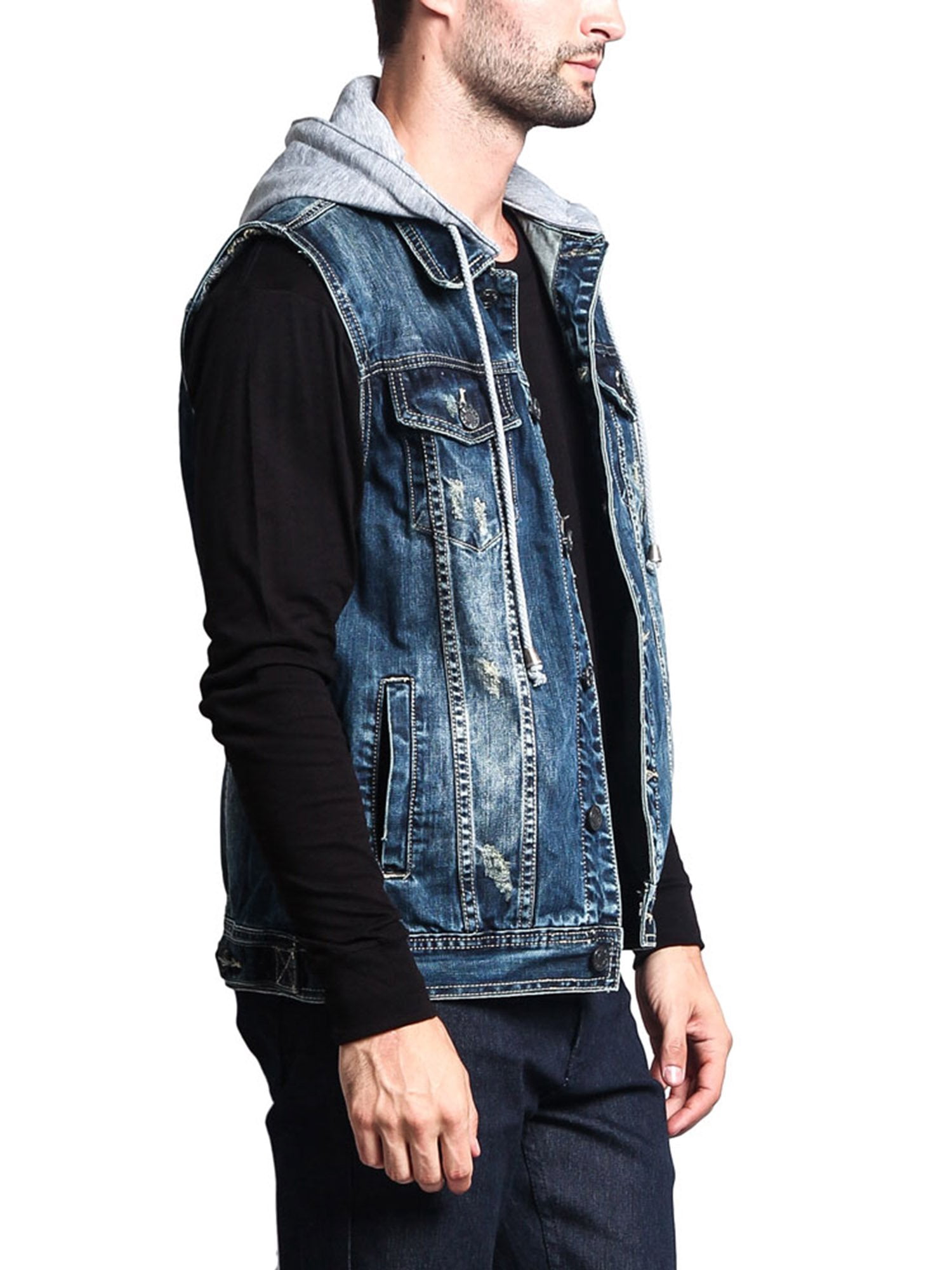 G-Style USA Men's Detachable Hood Denim 