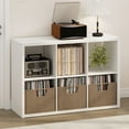 thumbnail image 1 of Furinno Cubicle Open Back Decorative Vintage Vinyl Record Media Storage Organizer, 6-Cube, White, 1 of 5