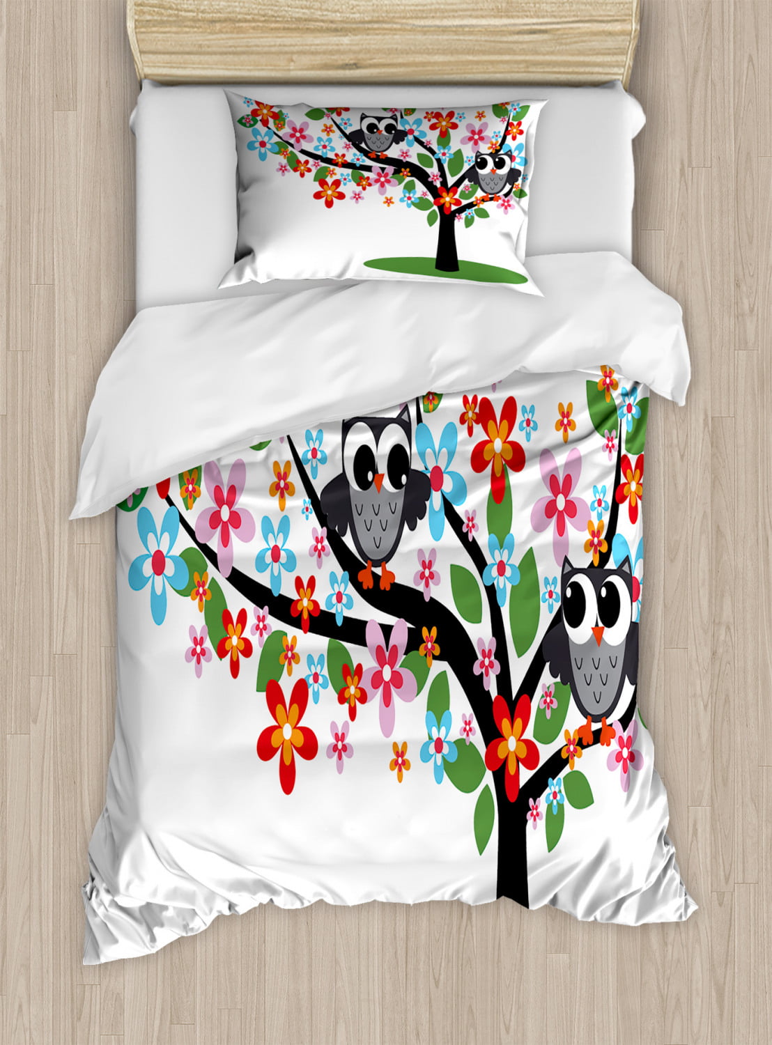 Birdie Tree DuvetDoona Quilt Cover SetCubby House Kids Bird Cushion 