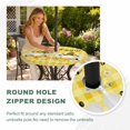 thumbnail image 4 of Round Outdoor Tablecloth with Umbrella Hole and Zipper, Yellow Bees Gnomes Tablecloth with Elastic Waterproof, Spring Floral Plaid Farmhouse Patio Table Covers for 36" - 44" Picnic Pool Tables, 4 of 9