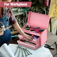 thumbnail image 3 of WORKPRO Mini Metal Tool Box, Cold Rolled Steel, 2 Drawers with Magnetic Tabs, PVC Liners, PP Feet Pads, Macaron, 10.8 x 5.9 x 8.2 in, 3 of 8