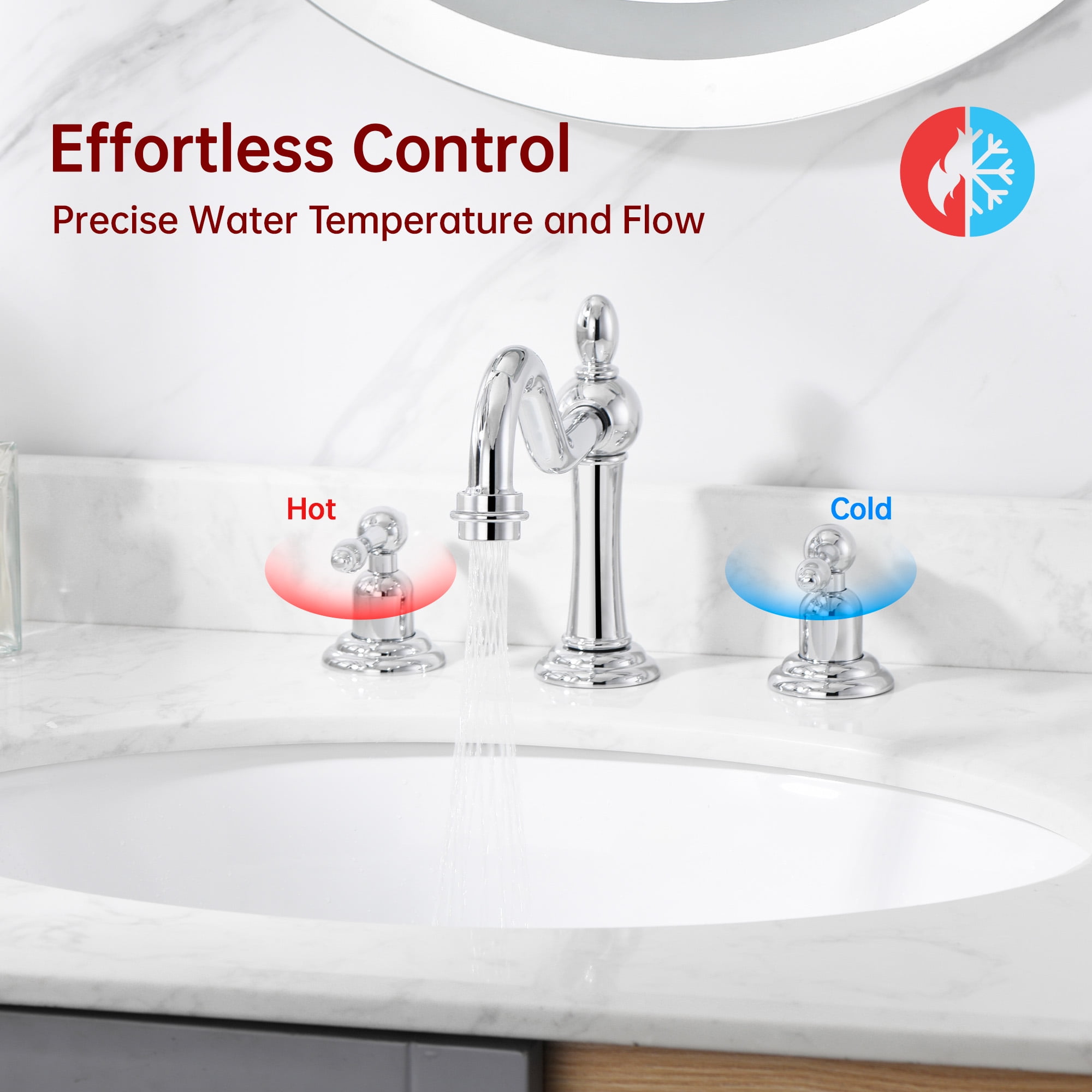 sumerain 8-Inch Widespread Bathroom Faucet with 3 Hole 2 Handle, Chrome & Water Supply Lines