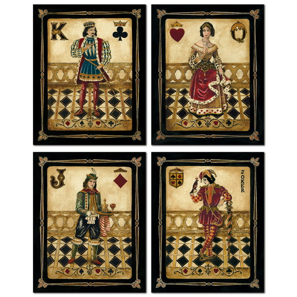 Retro Harlequin Face Cards King Queen Jack And Joker Four 8x10 Prints Walmart Com Walmart Com