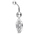 thumbnail image 4 of Belly Ring Stainless Steel - Rhinestone Heart Navel Ring Body Piercing Jewelry, 4 of 8