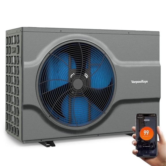 Inverter Electric Pool Heat Pump, 55000 BTU, Fits Up to 17000 Gallon Above & In-Ground Pools, Low Noise Heating & Cooling, Energy-Saving Water Heater 240V 60Hz