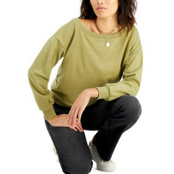$60 Inc International Concepts Off-The-Shoulder Sweatshirt Green Size Medium