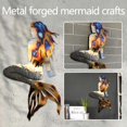 thumbnail image 3 of Escultura de sirena rústica vintage para decoración de pared de sirena colgante de metal para patio de habitación, 3 of 7