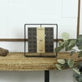 thumbnail image 4 of DecMode 9" Black Wooden Geometric Open Frame Square Clock with Grid Pattern, 4 of 11