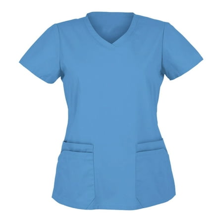 

Summer Tops for Women 2022 Oversized Summer Scrubs For Women With Pockets V Neck Tshirts Casual Work Wear Nursing Tops Loose Short Sleeve Shirts