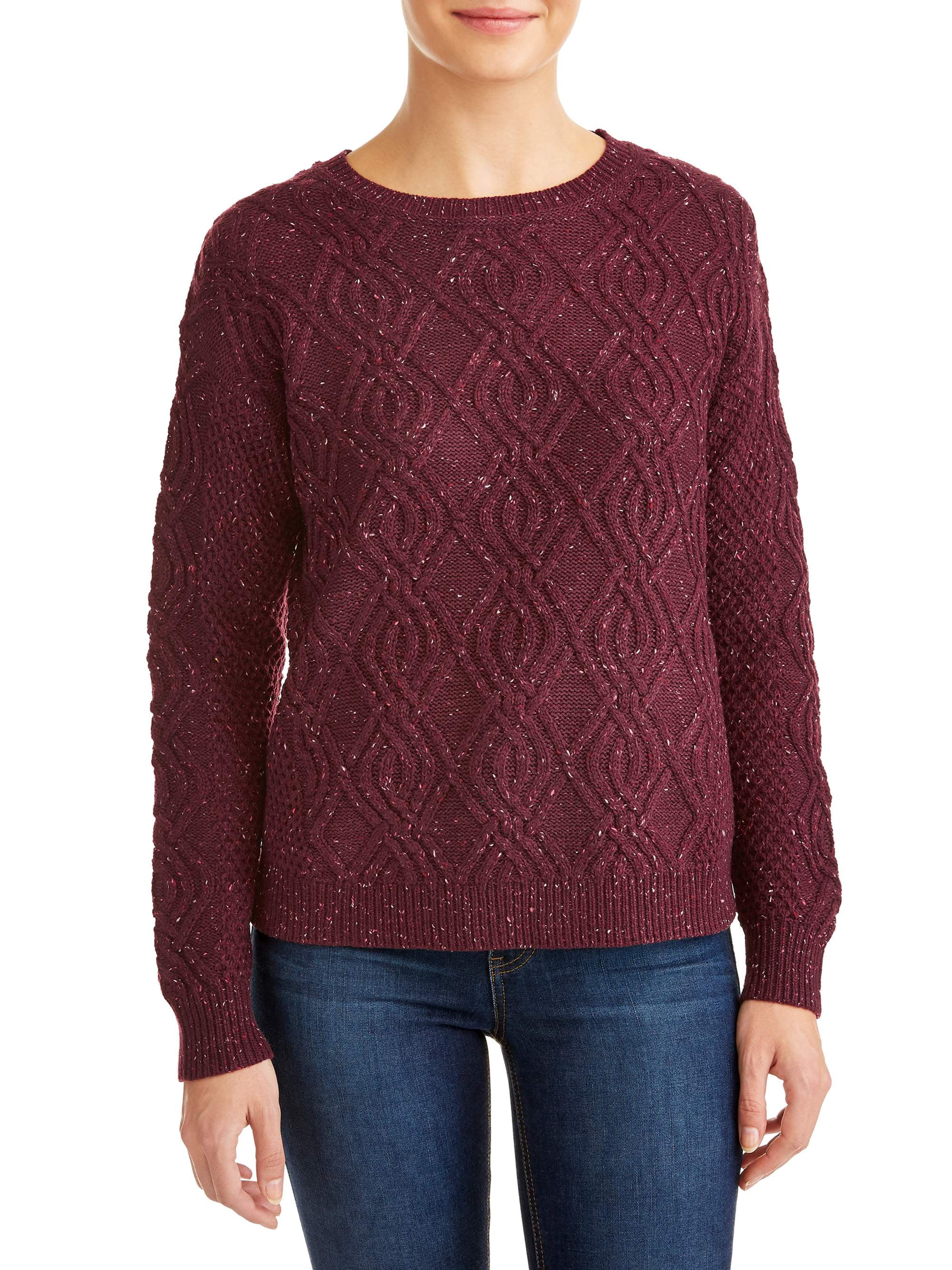 Time and Tru - Time and Tru Crewneck Cable Sweater Women's - Walmart.com - Walmart.com