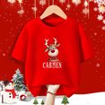thumbnail image 5 of Camiseta roja navideña personalizada para niños, ropa de manga corta con nombre de ciervo para niños, conjunto a juego para hermanos, camisetas para niños, 5 of 5