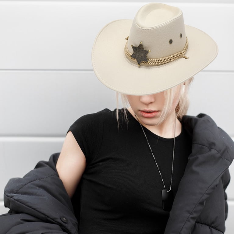 9122 Western Cowboy Hat For Men Women, Vintage Wide Brim Cowgirl Hat Vintage Western Cowboy Hat for Men Women, Wide Brim Felt  main image 4
