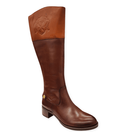 

Franco Sarto Chipper Brown Leather/Banana Wide Calf Tall Riding Flat Comfort Boots