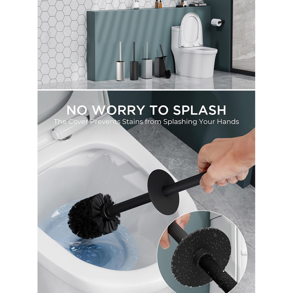 Soft Bristles Toilet Brush & Holder Bathroom Toilet Bowl Brush Easy to Clean