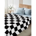 thumbnail image 4 of Simple Black White Checkered Twim Size Flat Sheet, Wrinkleproof & Fadeproof Cooling Flat Bed Sheet Only, Lattice Buffalo Plaid Breathable Soft Bedding Top Sheets 66 x 96 Inches, 4 of 8