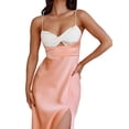 thumbnail image 4 of Coduop Women Spaghetti Strap Cami Dress Side Split Bodycon Long Dress Slit Cocktail Party Dresses, 4 of 6