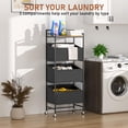 thumbnail image 3 of 3-Tier Laundry Hamper Sorter with Wheels, 120L Vertical Rolling Laundry Basket Organizer Cart, 3 Section Laundry Sorter with Shelf for Small Space, Laundry Room, Bathroom, Bedroom, Dorm, Closet, 3 of 7