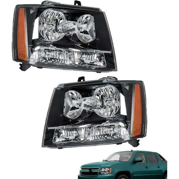 SEBLAFF Driver Side and Passenger Side Headlights Assembly Replacement for Avalanche/Suburban/Tahoe 2007-2014 Housing Black Lamp LH RH 2PCS GM2502263 GM2503263