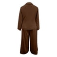 thumbnail image 5 of BODOAO Women's Dressy Pant Suit Mesh Sheer Sleeve Ruffle Blazer and Wide Leg Pants Set, Casual Work Office Business Party Matching Pantsuit Outfit for Meetings and Events Coffee L, 5 of 7